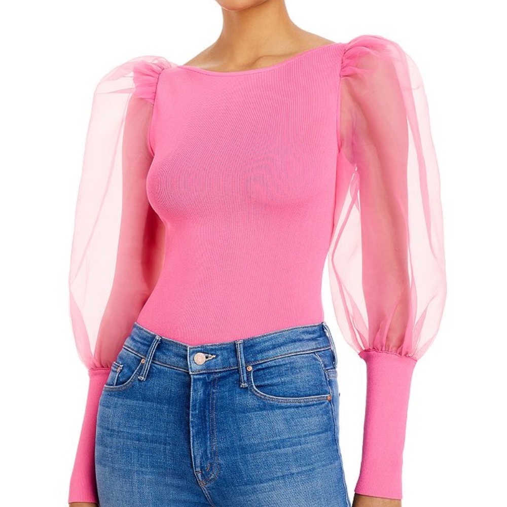 Alice and Olivia Abella Puff Sleeve Sweater